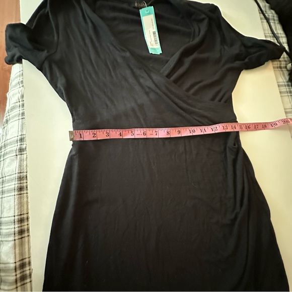 GOLDRAY BLaise Black Modal Ribbed 1/2 Sleeves Fitted Knit Versatile Dress NWT L - Picture 15 of 16